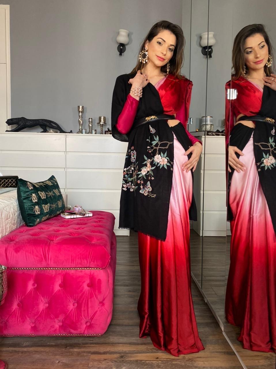 Floral Crest | Embroidered Wool Silk Stole