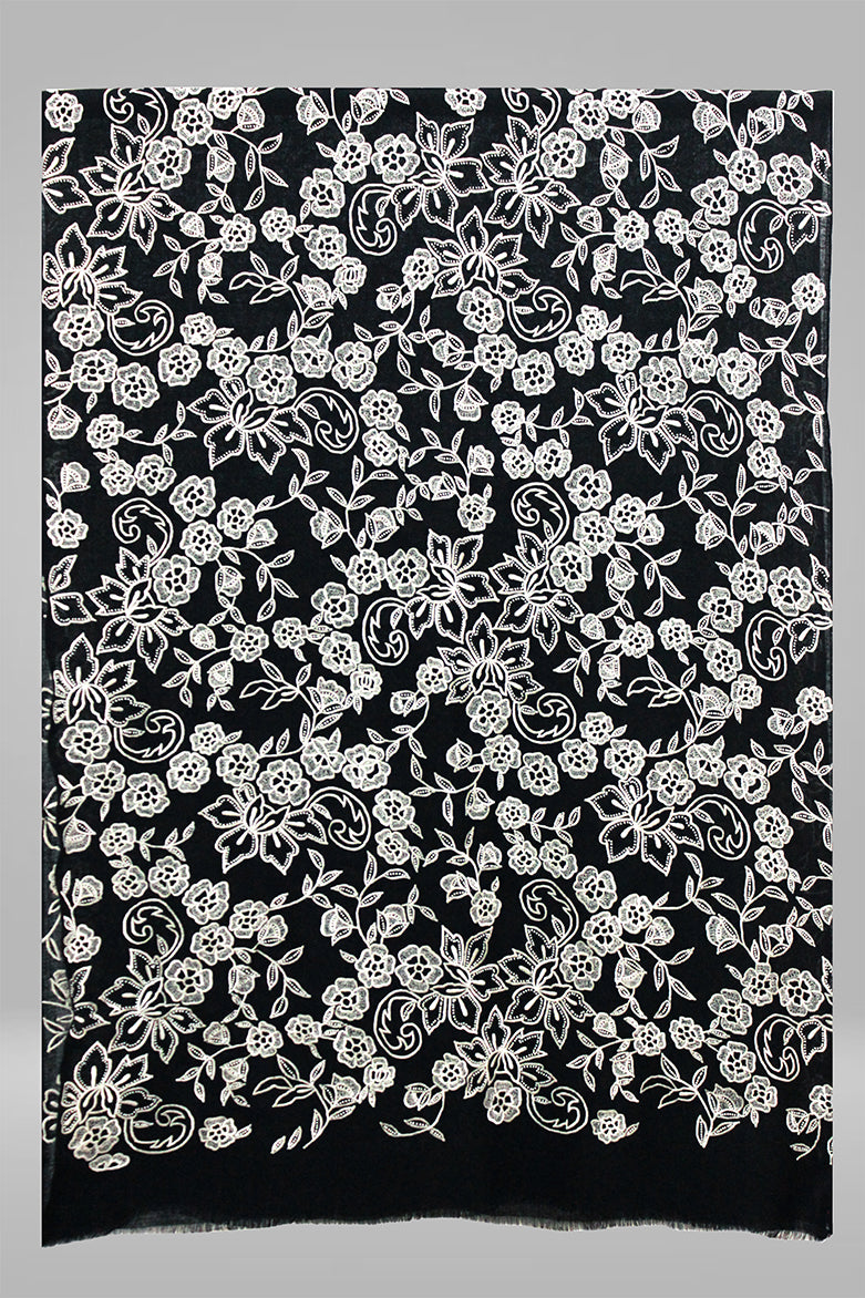 French Floral Jaal | Embroidered Pure Cashmere Stole