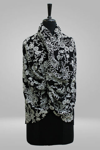 French Floral Jaal | Embroidered Pure Cashmere Stole