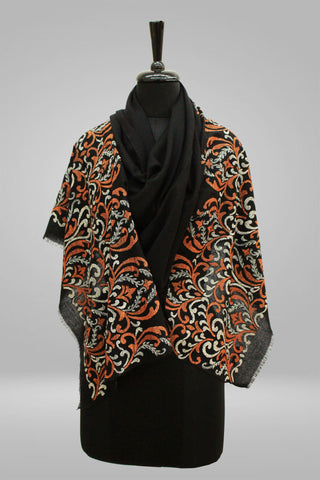Stancil Damask   | Embroidered Pure Cashmere Stole