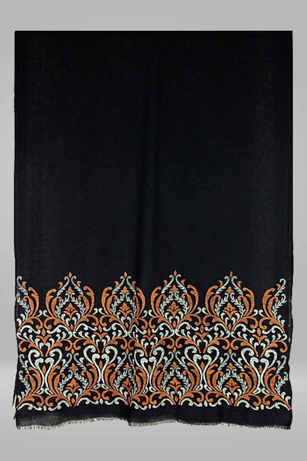 Stancil Damask   | Embroidered Pure Cashmere Stole