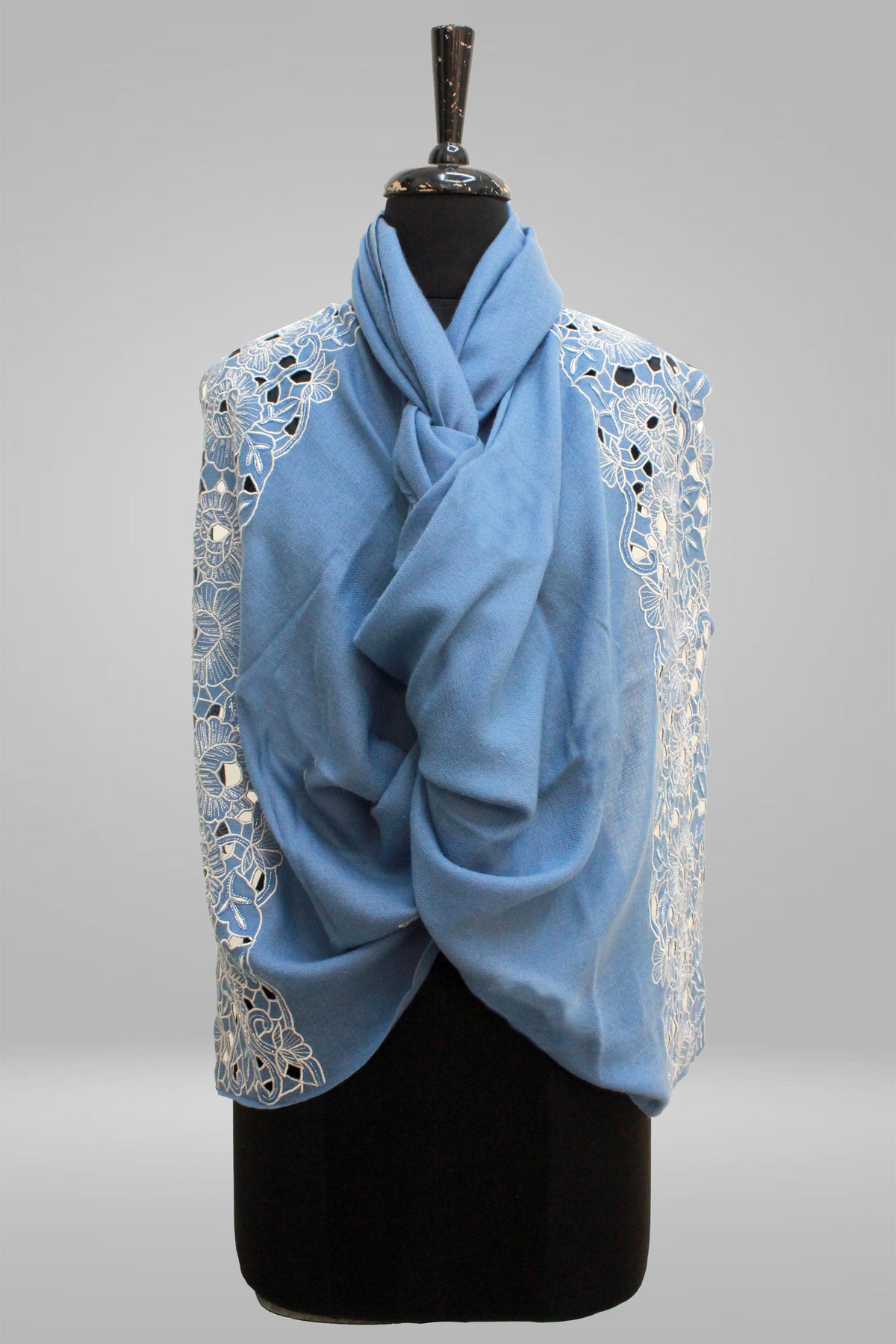 Inlay Floral Border Pure Cashmere Stole