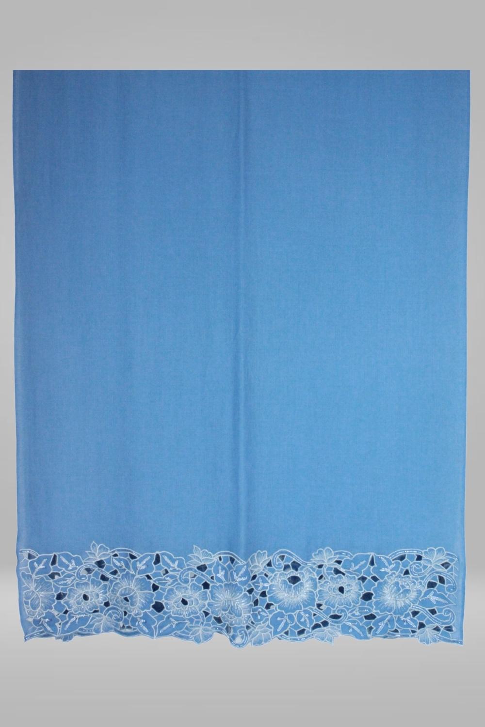 Inlay Floral Border Pure Cashmere Stole