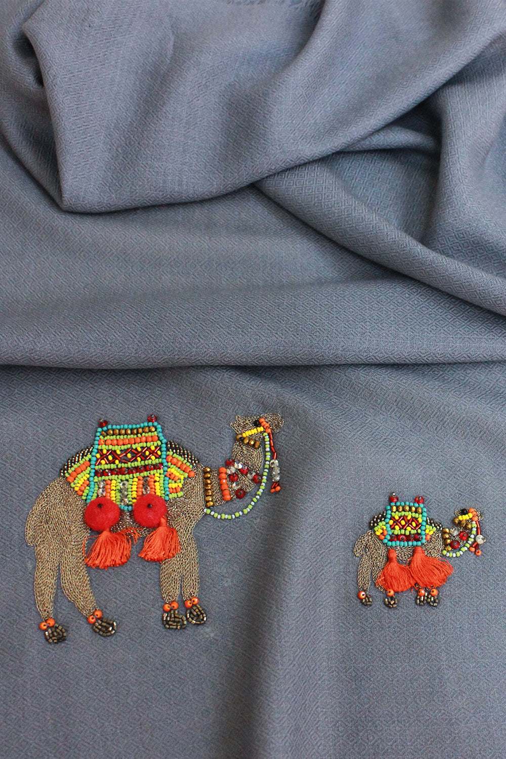 A Desert Ride | Embroidered Wool Silk Stole