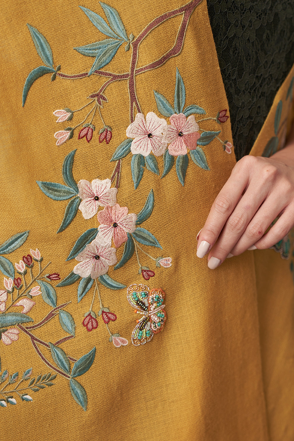 A Garden Diary | Embroidered Fine Merino Wool Stole