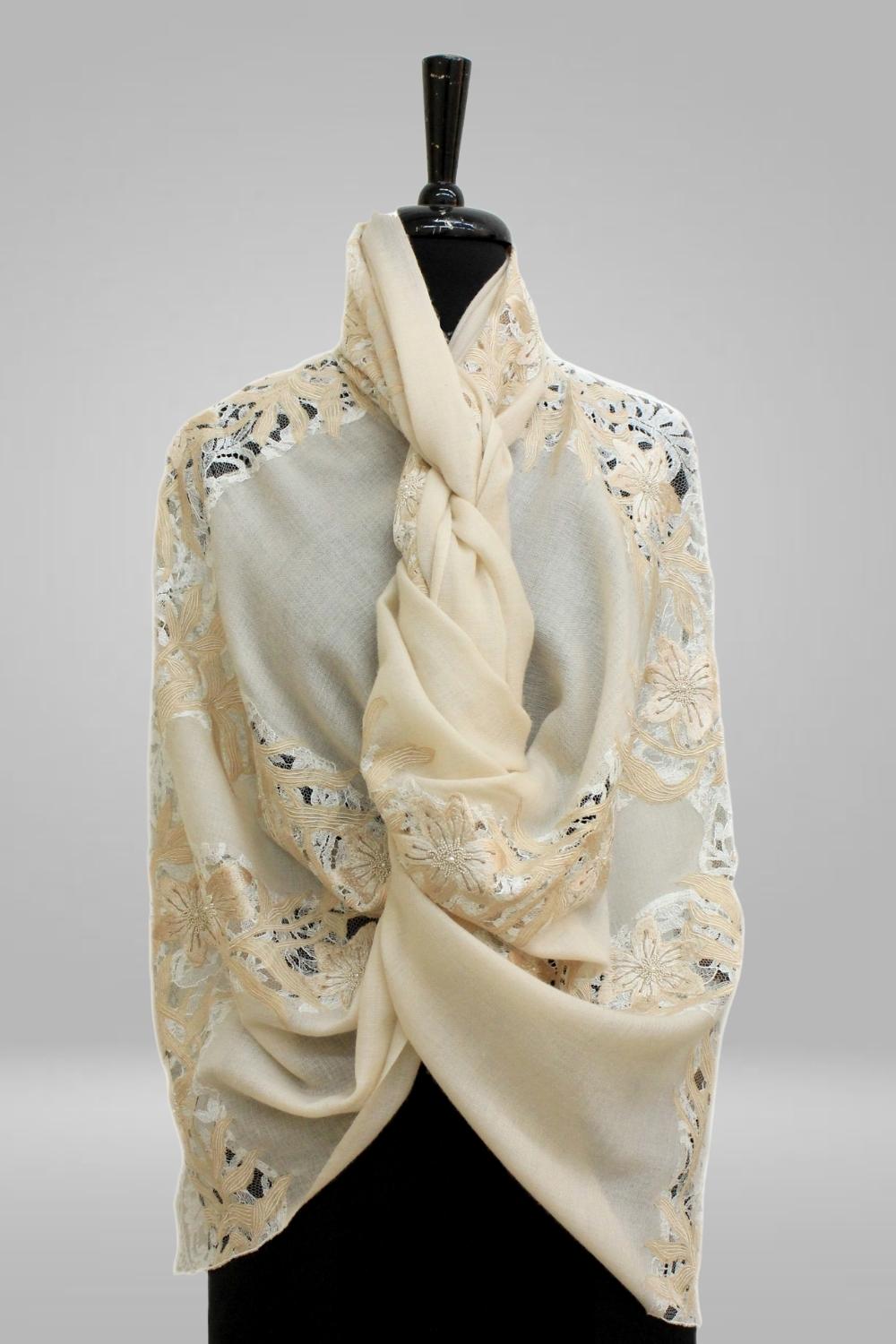 Botanical Lilly | Embroidered Pure Cashmere Shawl