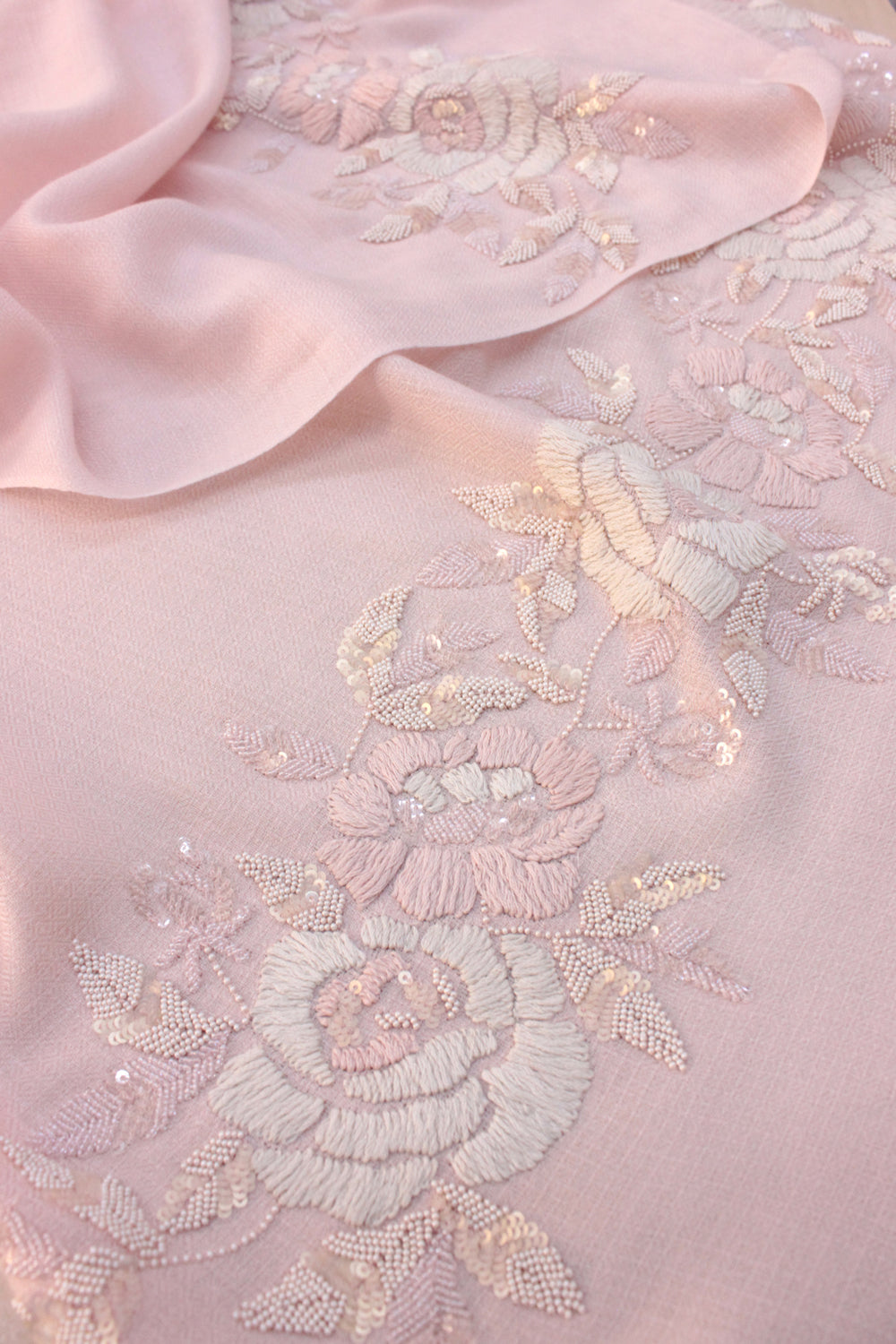 Imperial Rose | Embroidered Wool Silk Stole