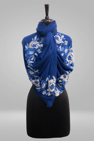 Imperial Rose | Embroidered Wool Silk Stole