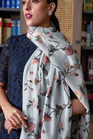A Peony Dream | Embroidered Pure Cashmere Stole