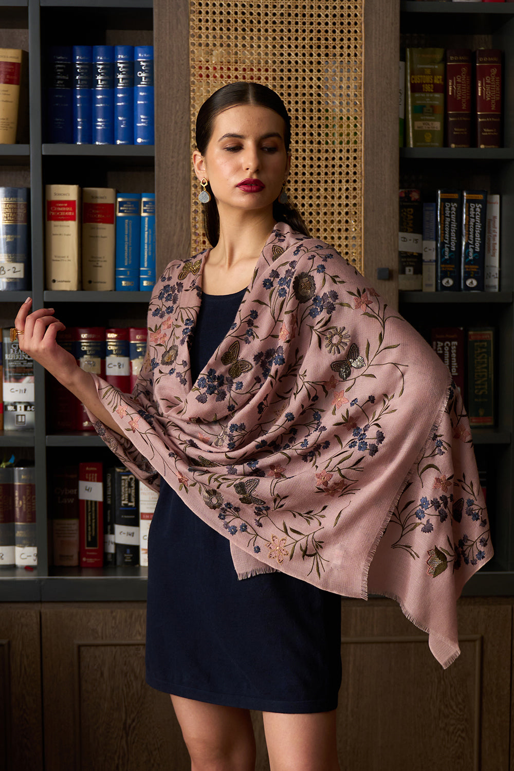 Tender Bloom | Embroidered Pure Cashmere Stole