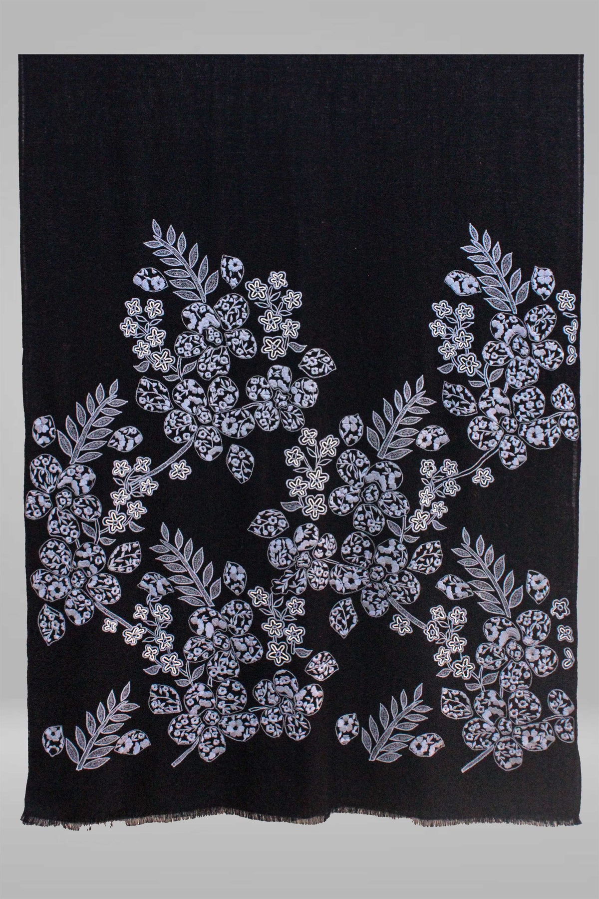 Floral Mirage I Embroidered Fine Merino Stole