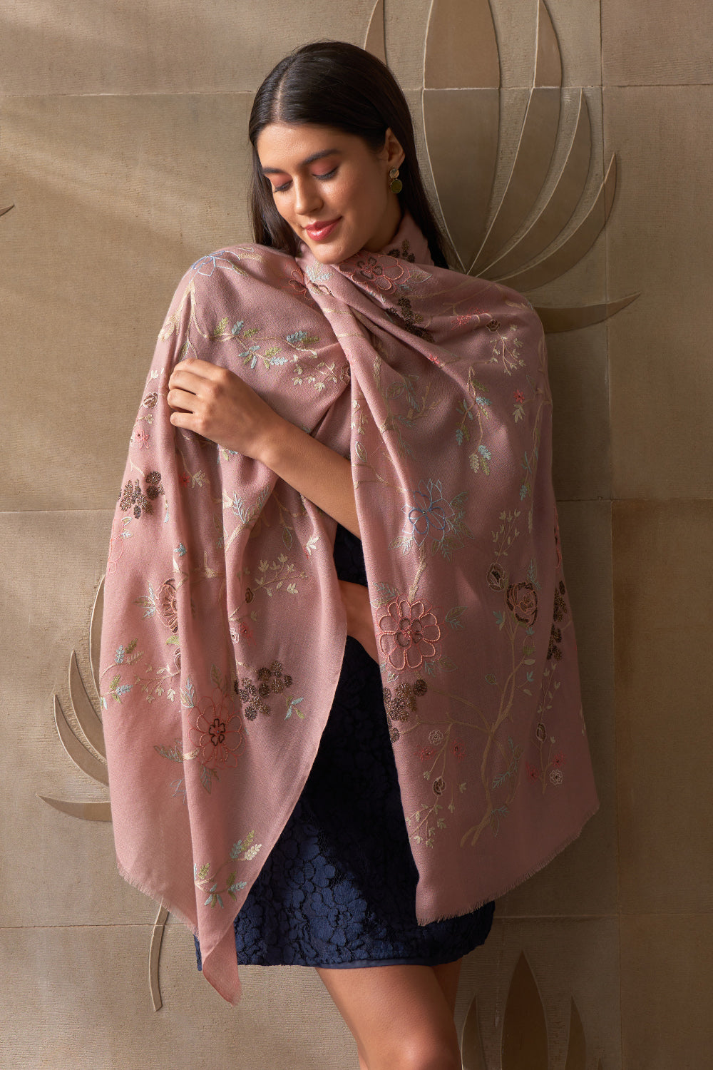 Let It Bloom | Embroidered Pure Cashmere Stole