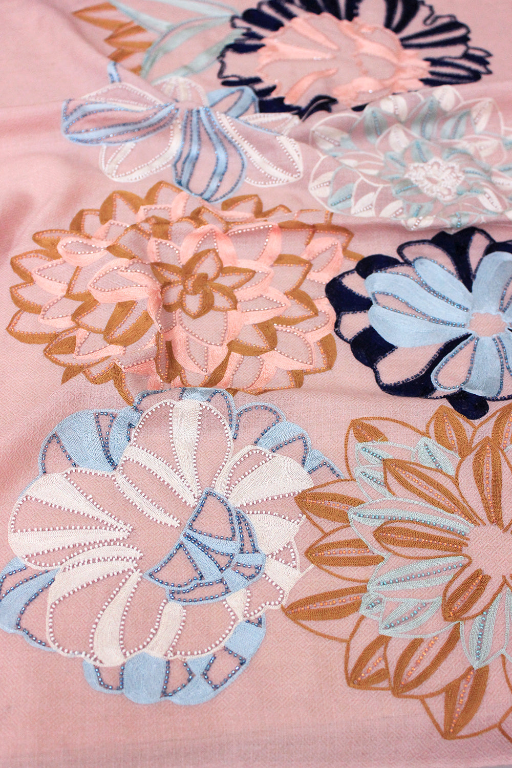 Caribbean Bouquet | Embroidered Fine Merino Wool Stole