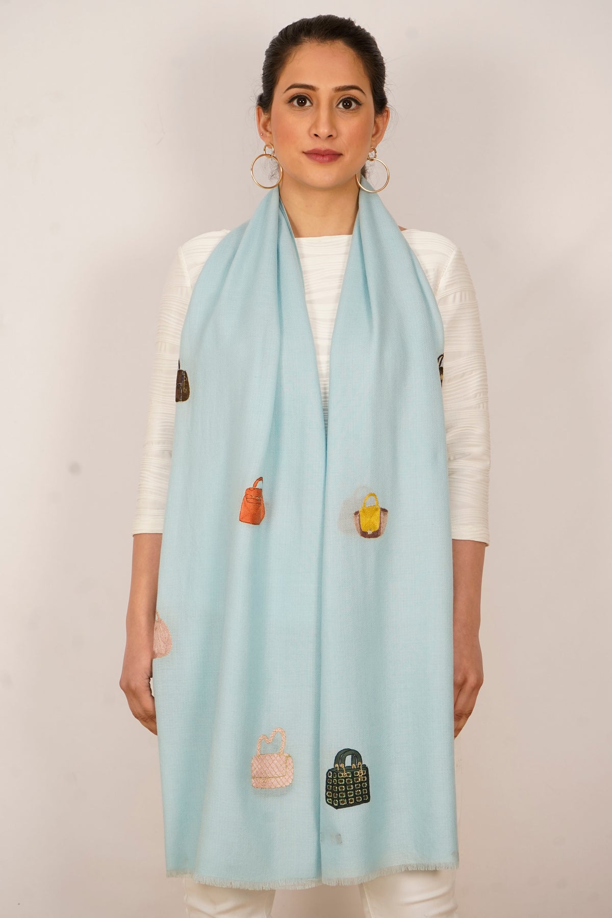 Must Have's Embroidered Fine Wool Silk Stole