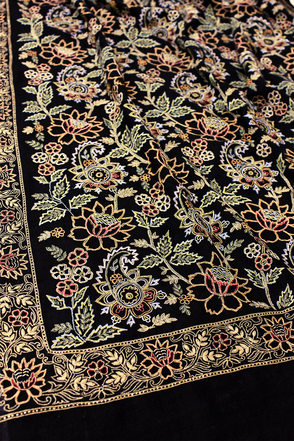 A Golden Story | Embroidered Pure Cashmere Shawl