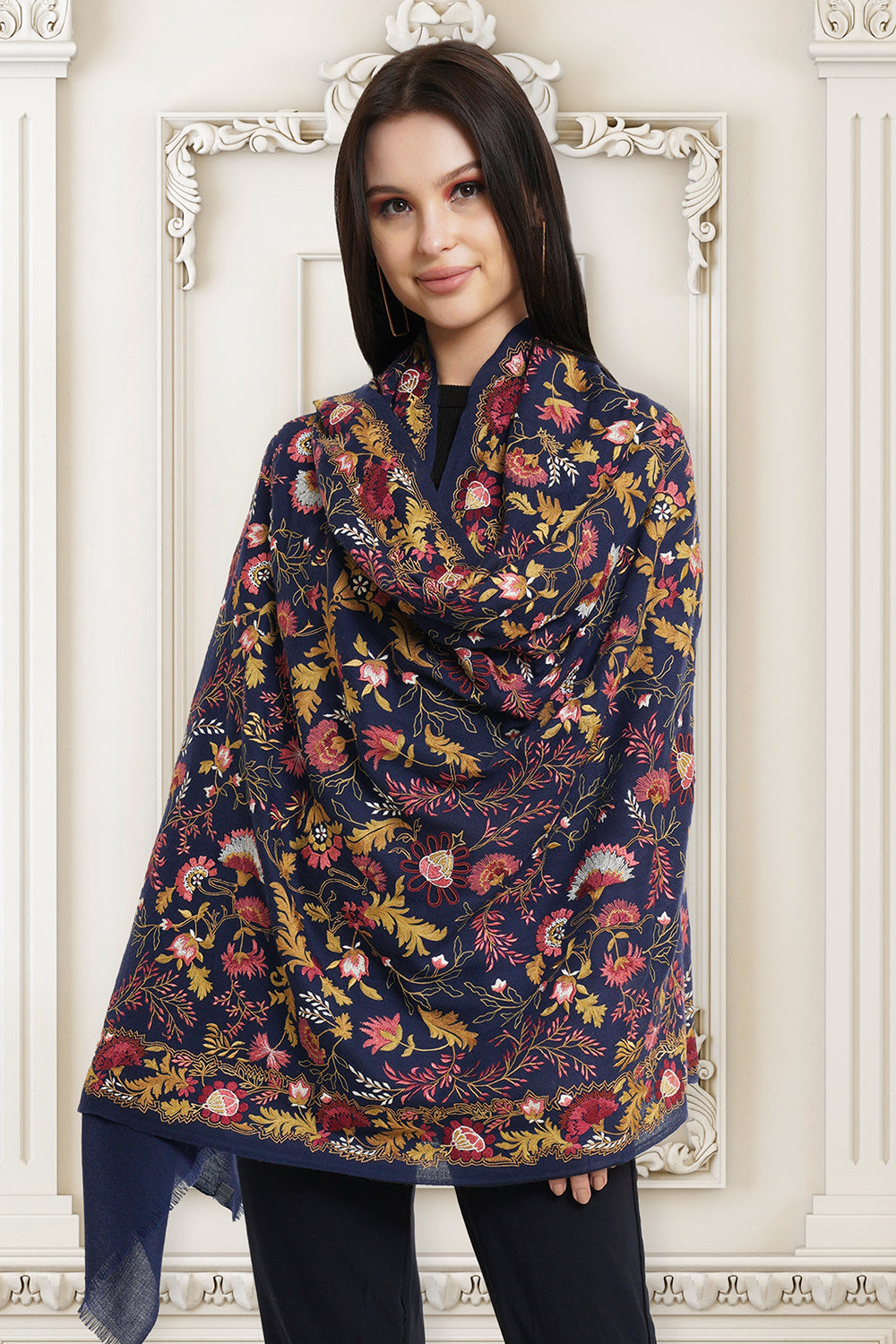 Floral Orchestra | Embroidered Pure Cashmere Shawl