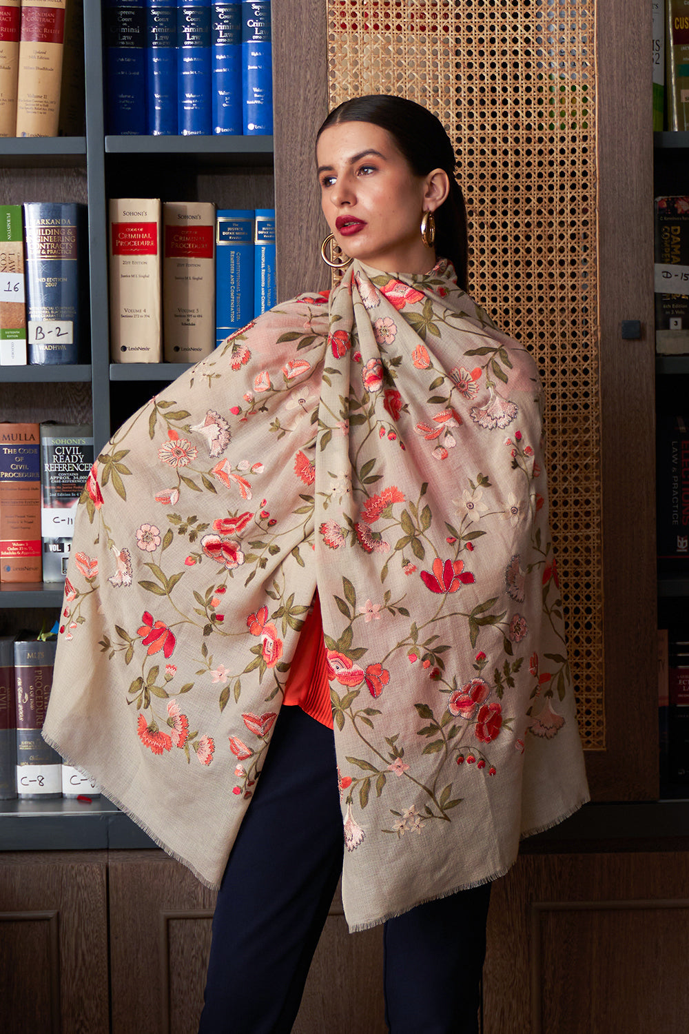A Colorful Symphony | Embroidered Pure Cashmere Stole