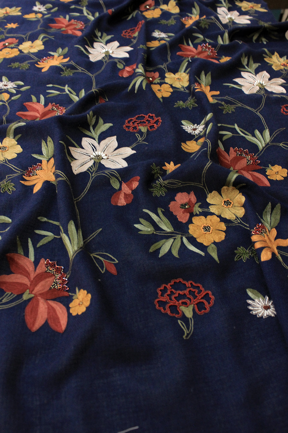 Floral Medley | Embroidered Pure Cashmere Stole