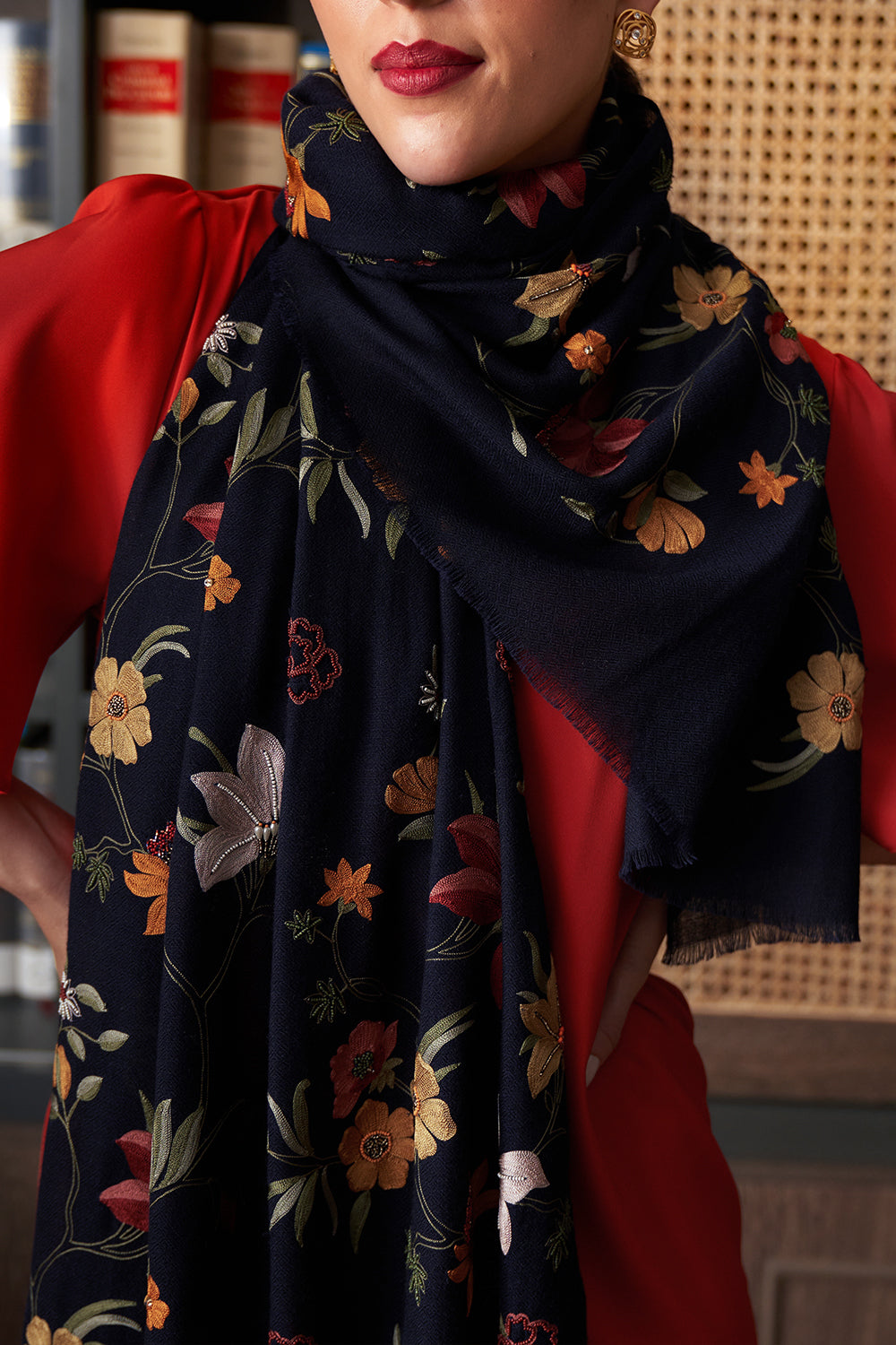 Floral Medley | Embroidered Pure Cashmere Stole