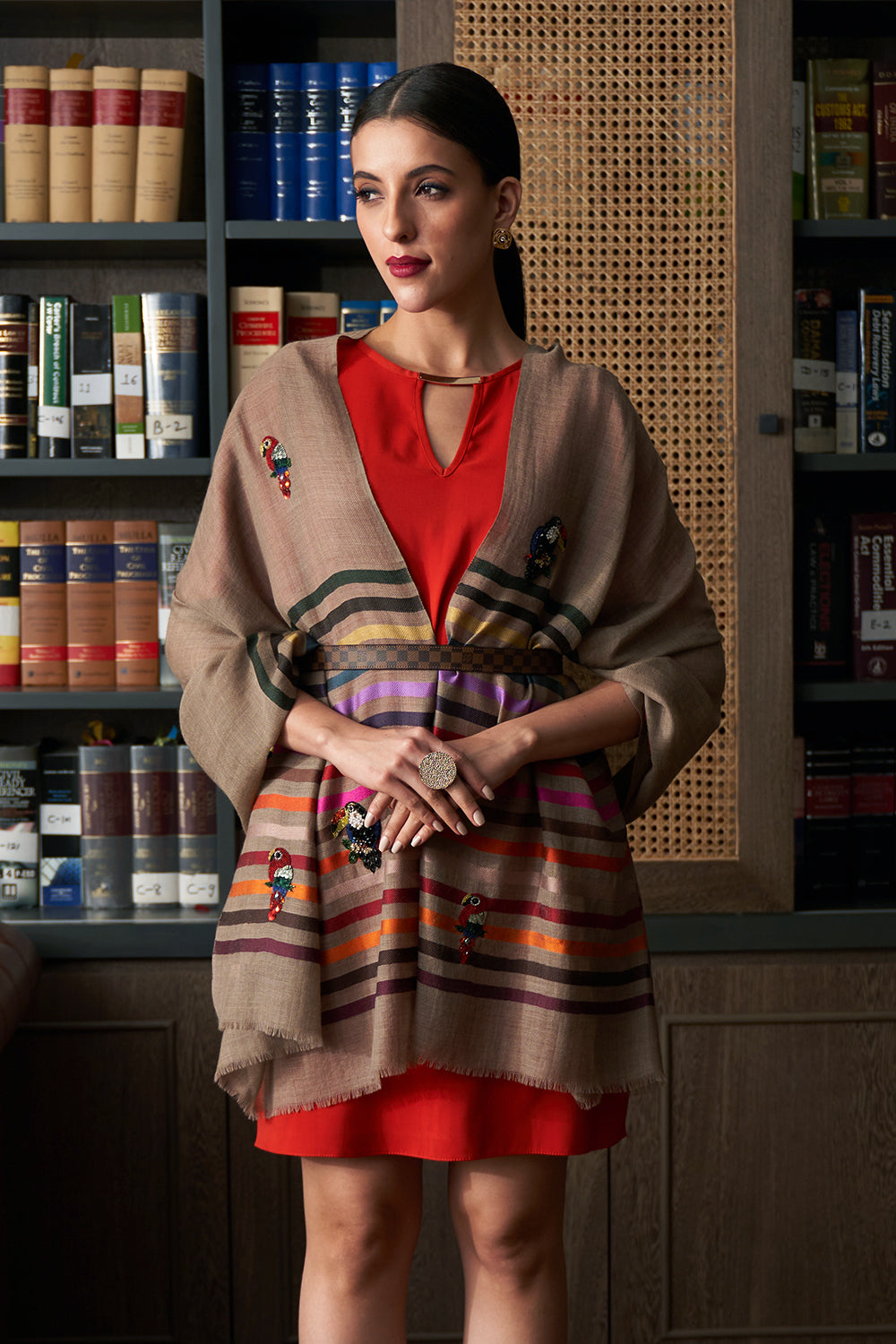 Tricky Toucans Fine Wool Silk Stripe