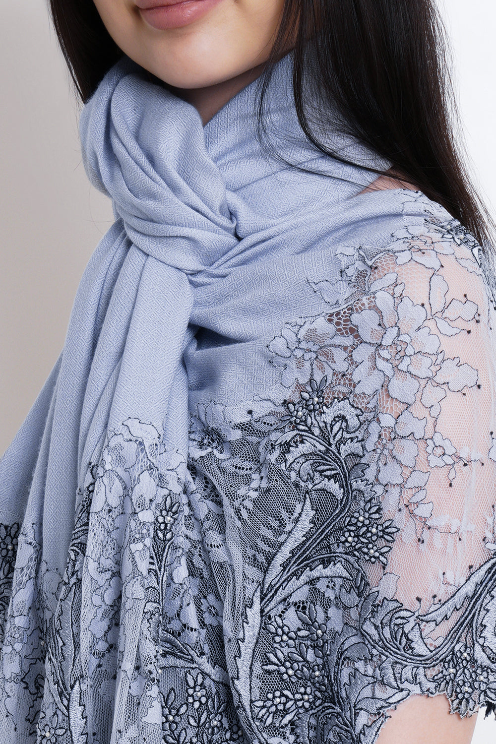 Lace Insignia | Embroidered Wool Silk Stole