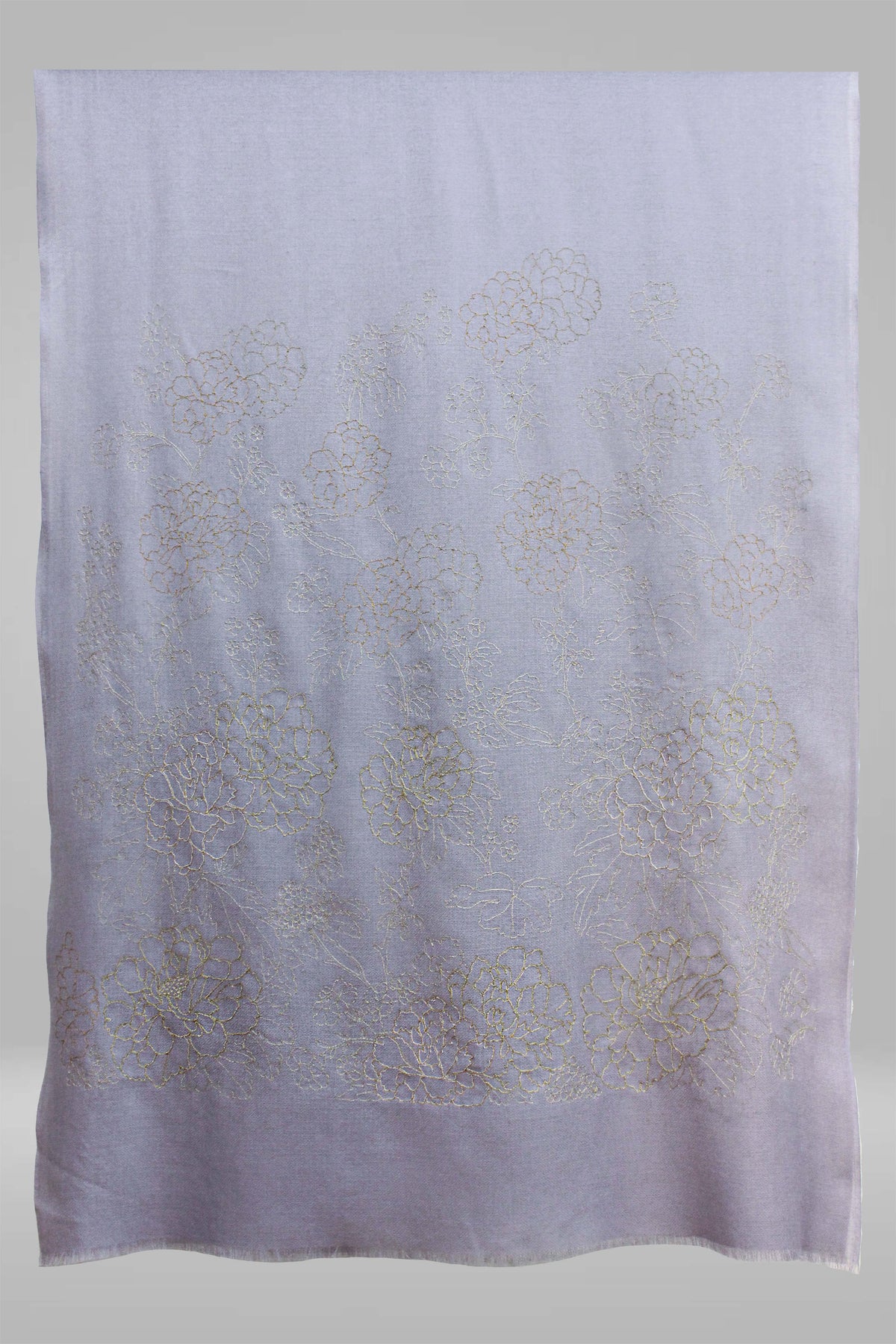 Royal Intricate Peony I Embroidered Pure Cashmere Stole