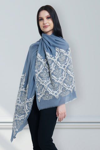 Royal Crest | Embroidered Pure Cashmere Stole