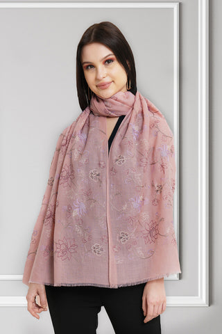 The Sublime Lotus | Embroidered Pure Cashmere Stole