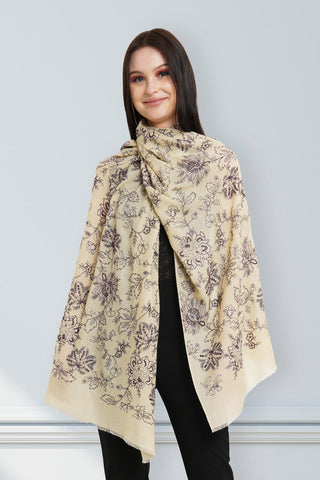Simple Pleasures | Embroidered Pure Cashmere Stole