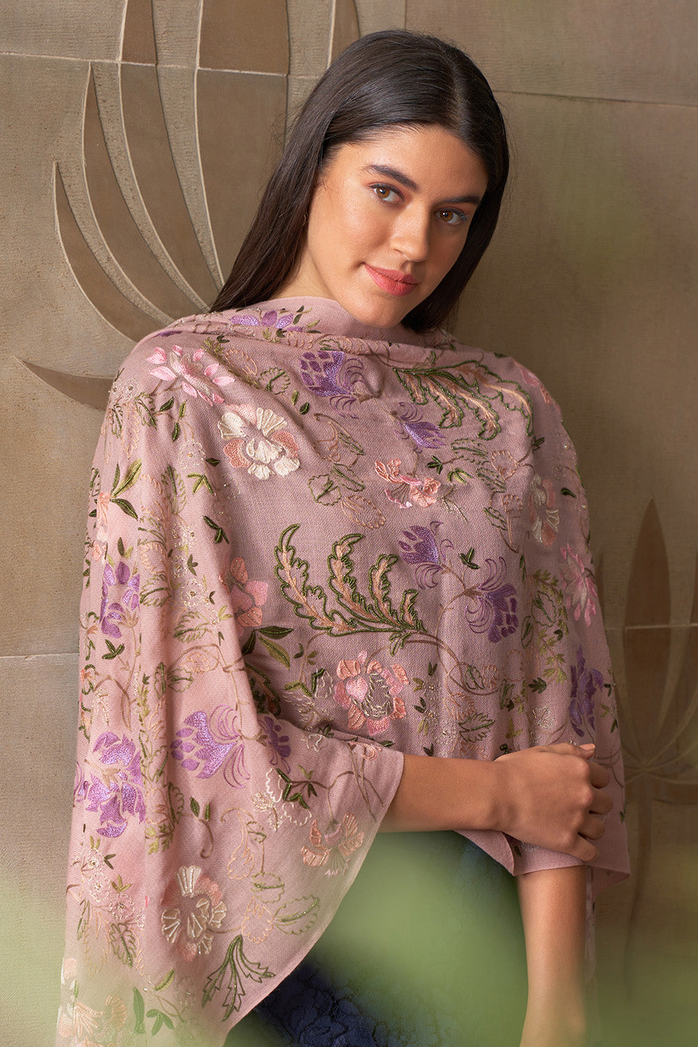 Empress Dream | Embroidered Pure Cashmere Stole